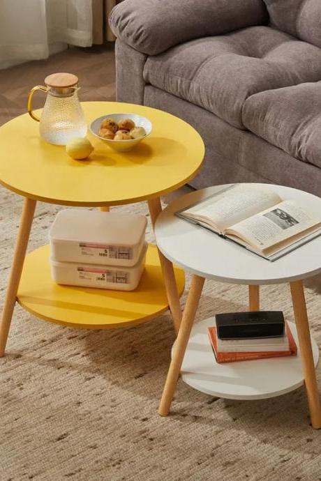 Modern Two-tier Round Coffee Side Table Set