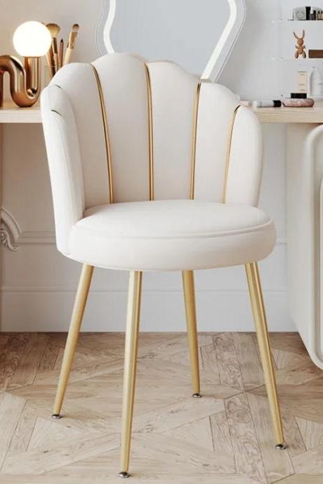 Elegant Velvet Shell Chair With Gold Metal Legs