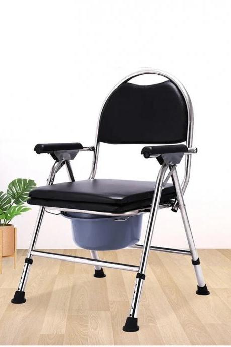 Adjustable Height Medical Commode Chair With Padded Seat