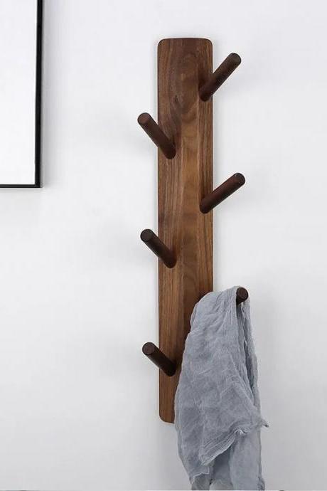 Modern Wooden Wall Mounted Coat Rack, 5-pegs