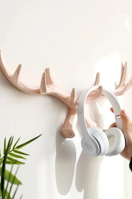 Decorative Antler-inspired Wall Hook For Headphones Storage