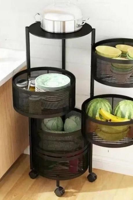 Rolling Mesh Storage Cart Organizer 4-tier Kitchen Rack
