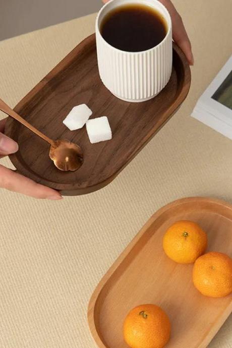 Elegant Wooden Serving Tray For Coffee And Snacks