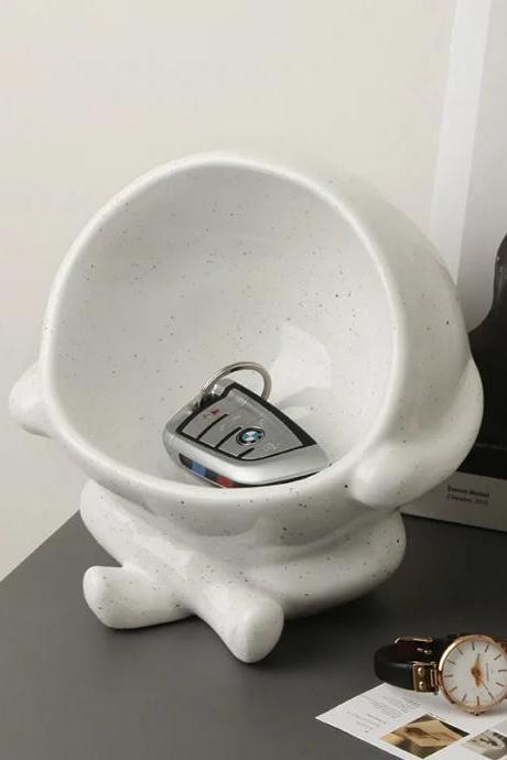 Modern Ceramic Astronaut Figurine Key Holder Bowl