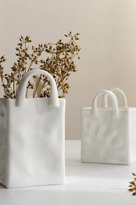 Ceramic Shopping Bag Design Decorative Vase Set