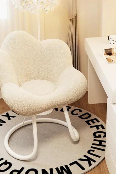 Modern Plush Swivel Accent Chair In Cream Bouclé
