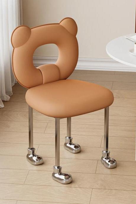 Modern Bear-ear Back Design Chair With Chrome Legs