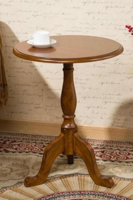 Traditional Round Wooden Pedestal Accent Table Espresso