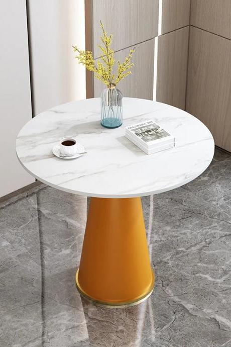 Modern Round Marble Top Coffee Table With Gold Base