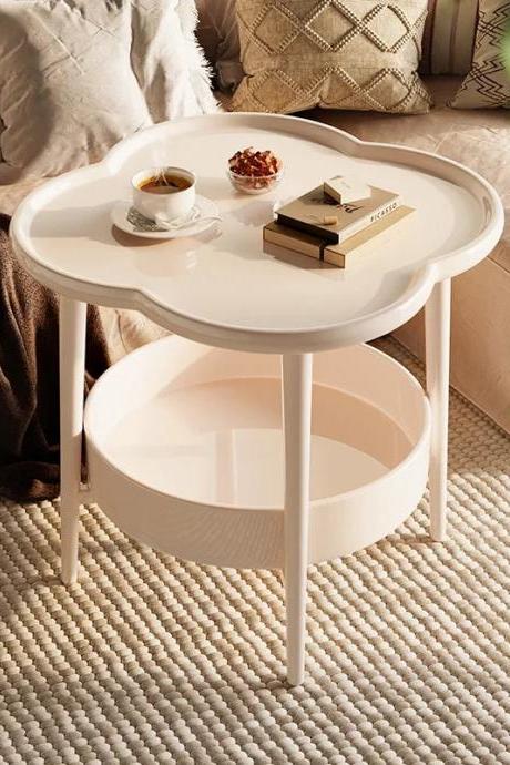Scandinavian Round Side Table With Lower Storage Shelf
