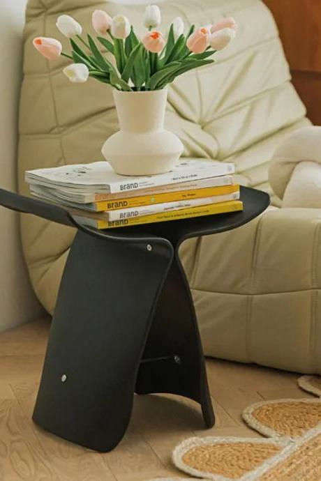 Modern Black Side Table With Magazine Rack Holder