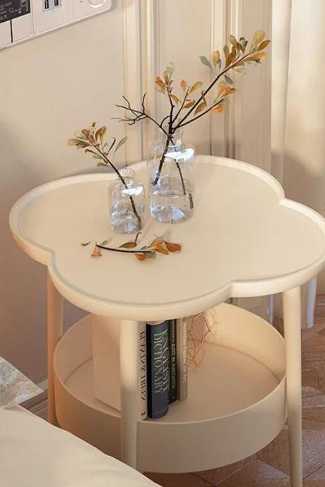 Modern Round Bedside Table With Built-in Bookshelf