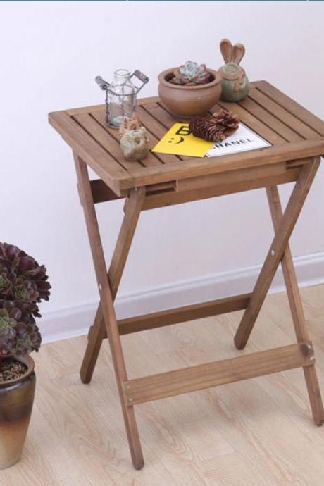 Compact Wooden Side Table For Indoor And Outdoor Use