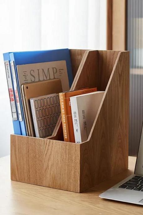 Modern Wooden Desk Organizer For Books And Tablets