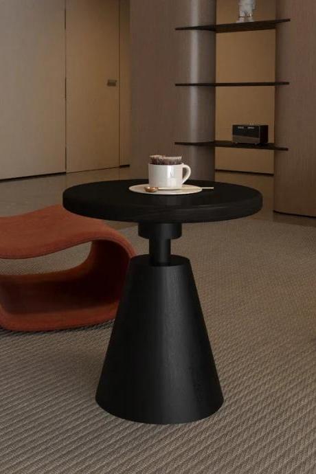 Modern Black Round Coffee Table With Cone Base