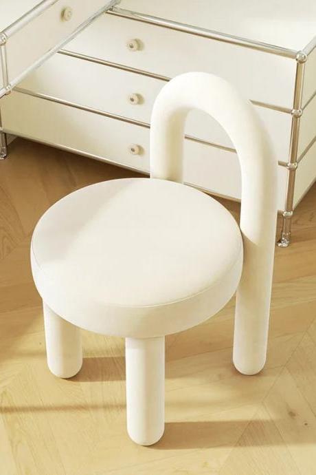 Modern Minimalist White Vanity Chair With Backrest