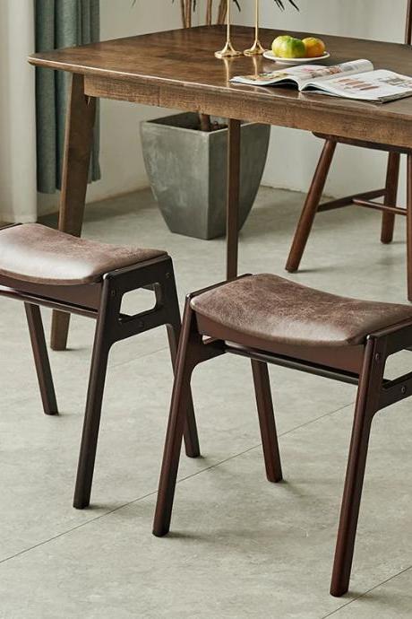 Modern Faux Leather Dining Chairs With Wooden Legs