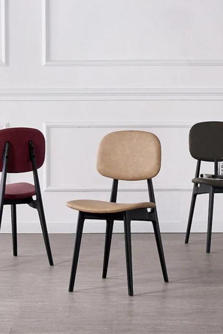 Modern Minimalist Dining Chairs With Wooden Seat Set