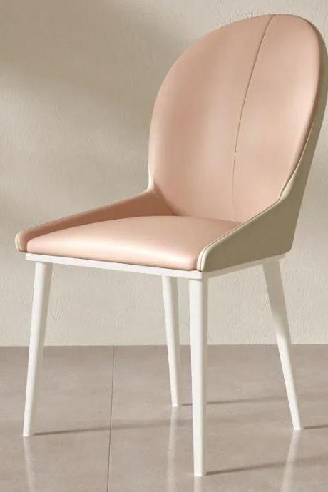 Modern Elegant Blush Pink Dining Chair With White Legs