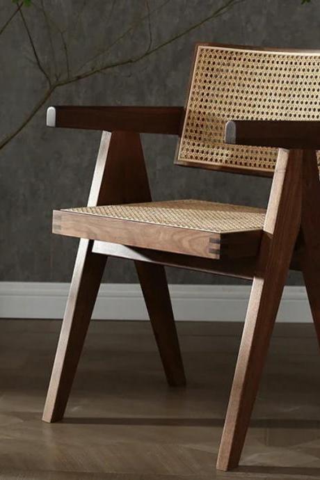Mid-century Modern Walnut Cane Accent Chair Furniture