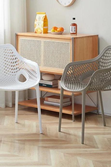 Modern Geometric Design Plastic Dining Chairs, Set Of 2
