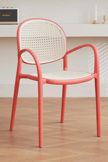 Modern Coral Armchair With Perforated Backrest Design