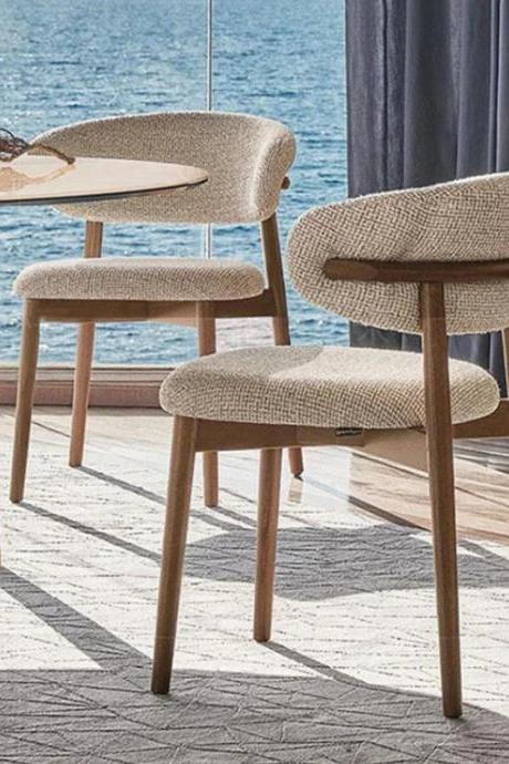 Modern Mid-century Upholstered Dining Chairs, Set Of Two