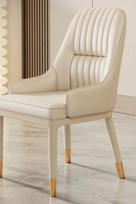 Elegant Upholstered Dining Chair With Gold Accents