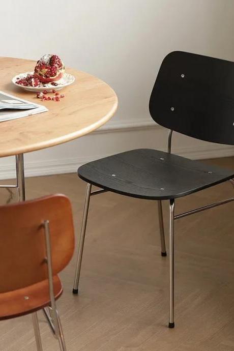 Modern Black Dining Chair With Chrome Legs
