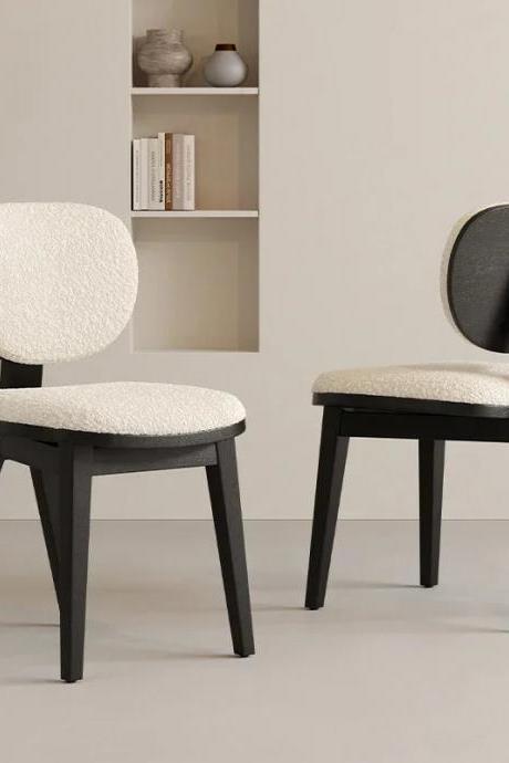 Modern Upholstered Dining Chairs With Wooden Legs, Set Of 2
