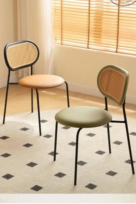 Modern Mid-century Cane Back Dining Chairs, Set Of 2