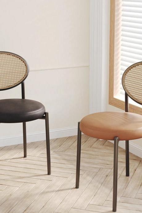 Modern Cane Back Dining Chairs With Cushioned Seat Set