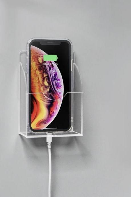 Wall-mounted Acrylic Smartphone Charging Station Holder