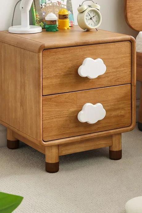 Modern Wooden Bedside Table With Cloud-shaped Pulls
