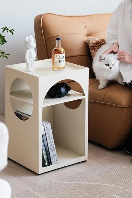Modern Minimalist Side Table With Storage Compartments