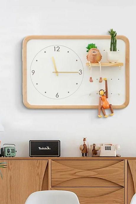 Modern Wooden Wall Clock With Playful Figures Decoration