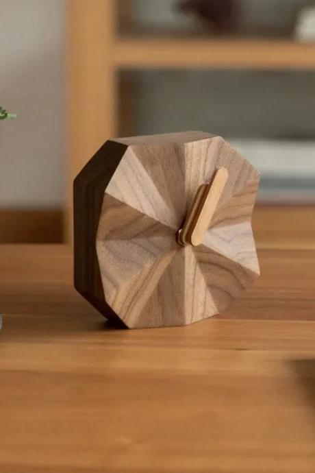 Geometric Wooden Clock With Modern Aesthetic Design