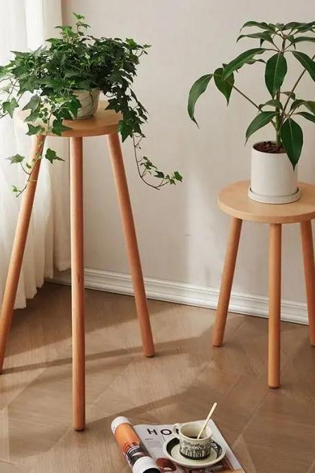 Modern Wooden Indoor Plant Stand Display Set