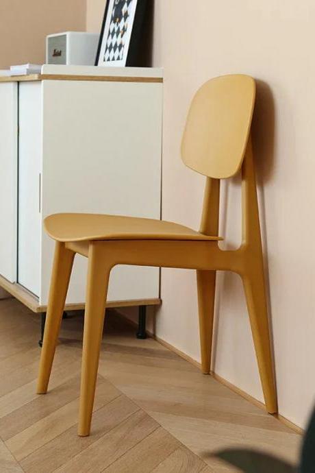 Modern Minimalist Wooden Dining Chair In Mustard Yellow