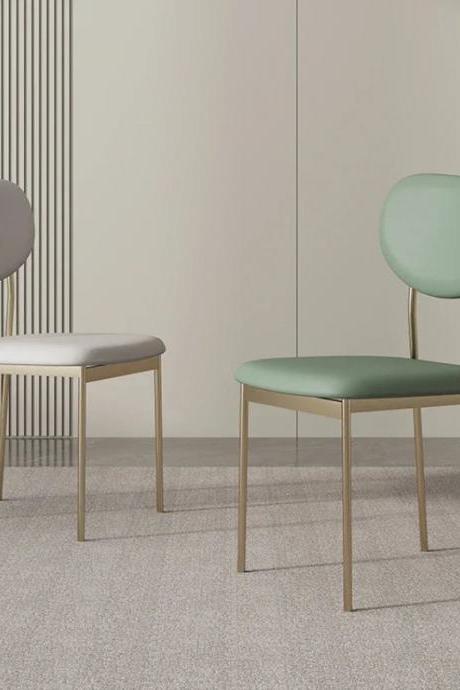 Modern Minimalist Dining Chairs, Metal Legs, Set Of Two