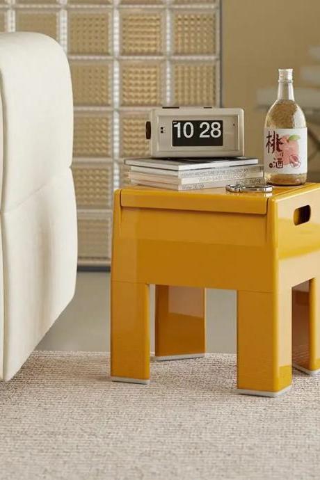 Modern Yellow Side Table With Storage Slot Compact