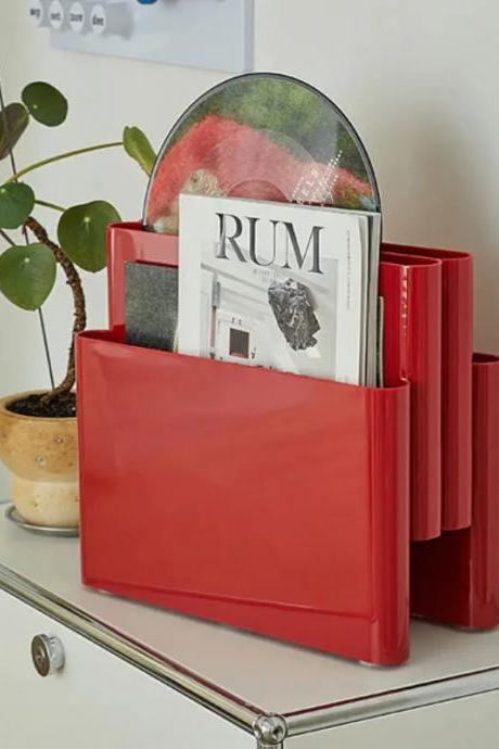Modern Red Acrylic Magazine Holder Organizer Display