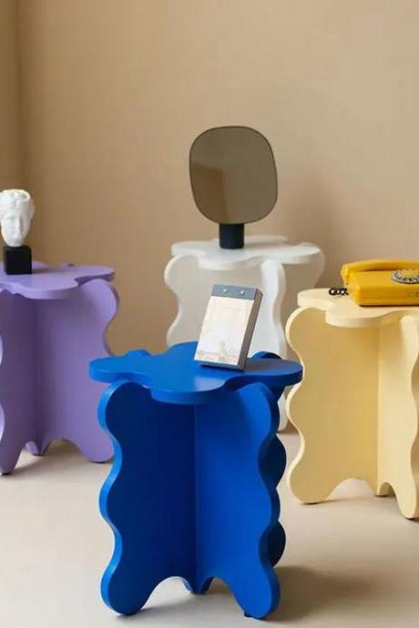 Modern Wavy Design Side Tables In Vibrant Colors