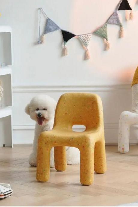 Kids Yellow Spotted Small Plastic Chair For Playroom