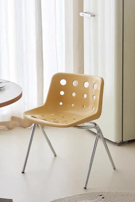 Modern Ventilated Design Plastic Chair With Metal Legs