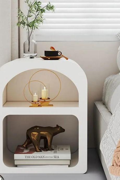 Modern Arched Bedside Table With Dual Shelf Design