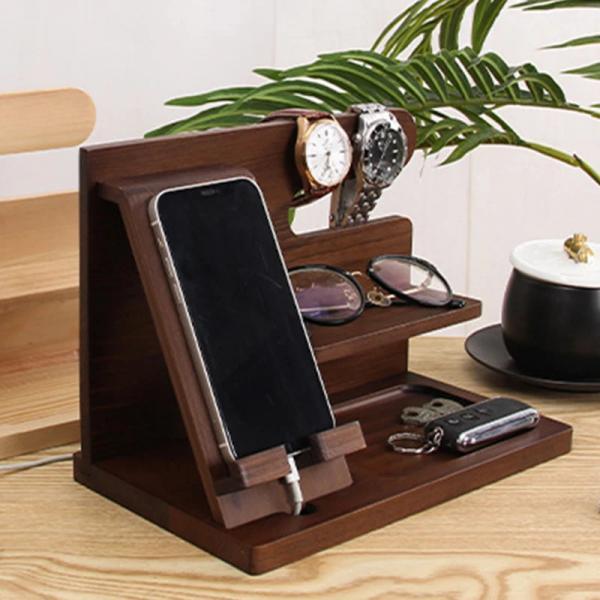 Wooden Organizer Stand for Phone, Watches and Accessories