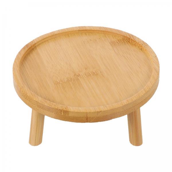 Round Bamboo Serving Tray with Elevated Stand