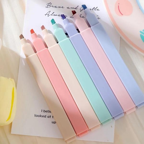 Pastel Highlighter Pens, Dual Tip, Assorted Colors, Set