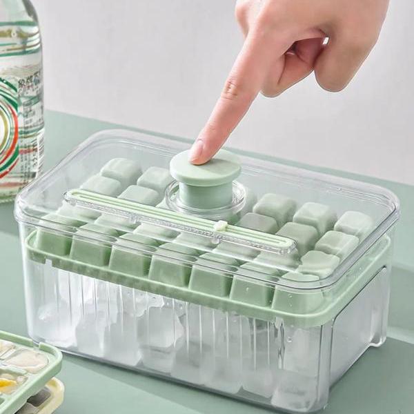 Easy Push Pop-Out Silicone Ice Cube Tray with Lid